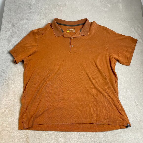 Eddie Bauer Mens Polo Shirt 2XL Orange Travex Performance Blend Lightweight Shor - Picture 9 of 10